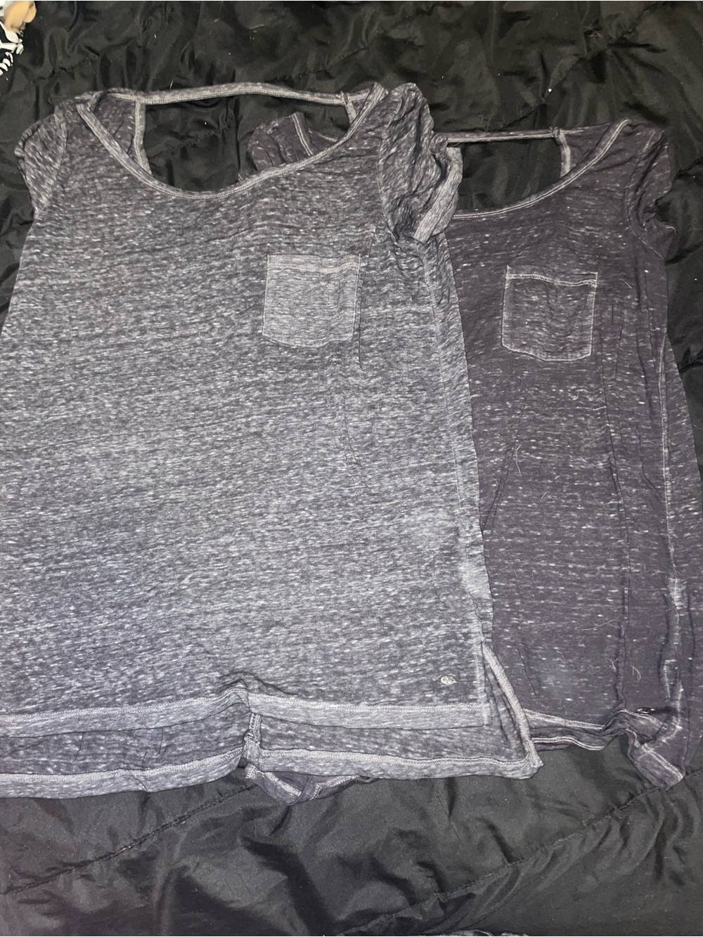 American eagle Heathered Grey Pocket Tee open back Scoop Neck Top set of 2